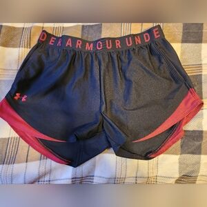 Under Armour Women's Black and Red Athletic Shorts
